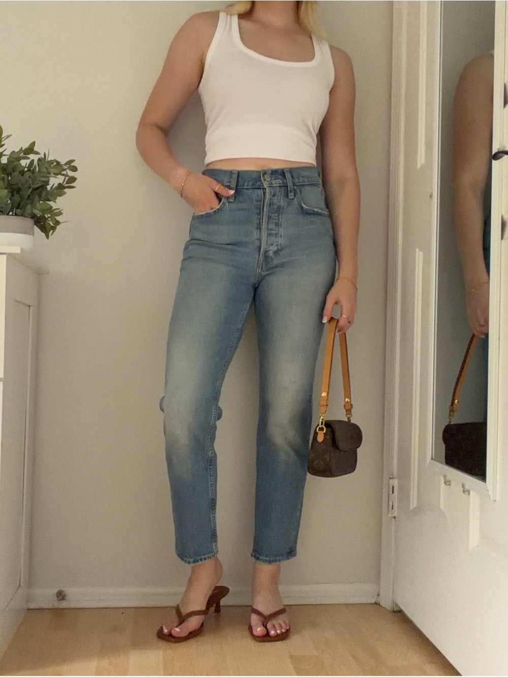 GAP High-Rise Light Wash Straight Jeans